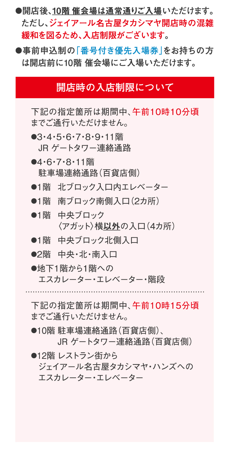 開店時の入店制限について